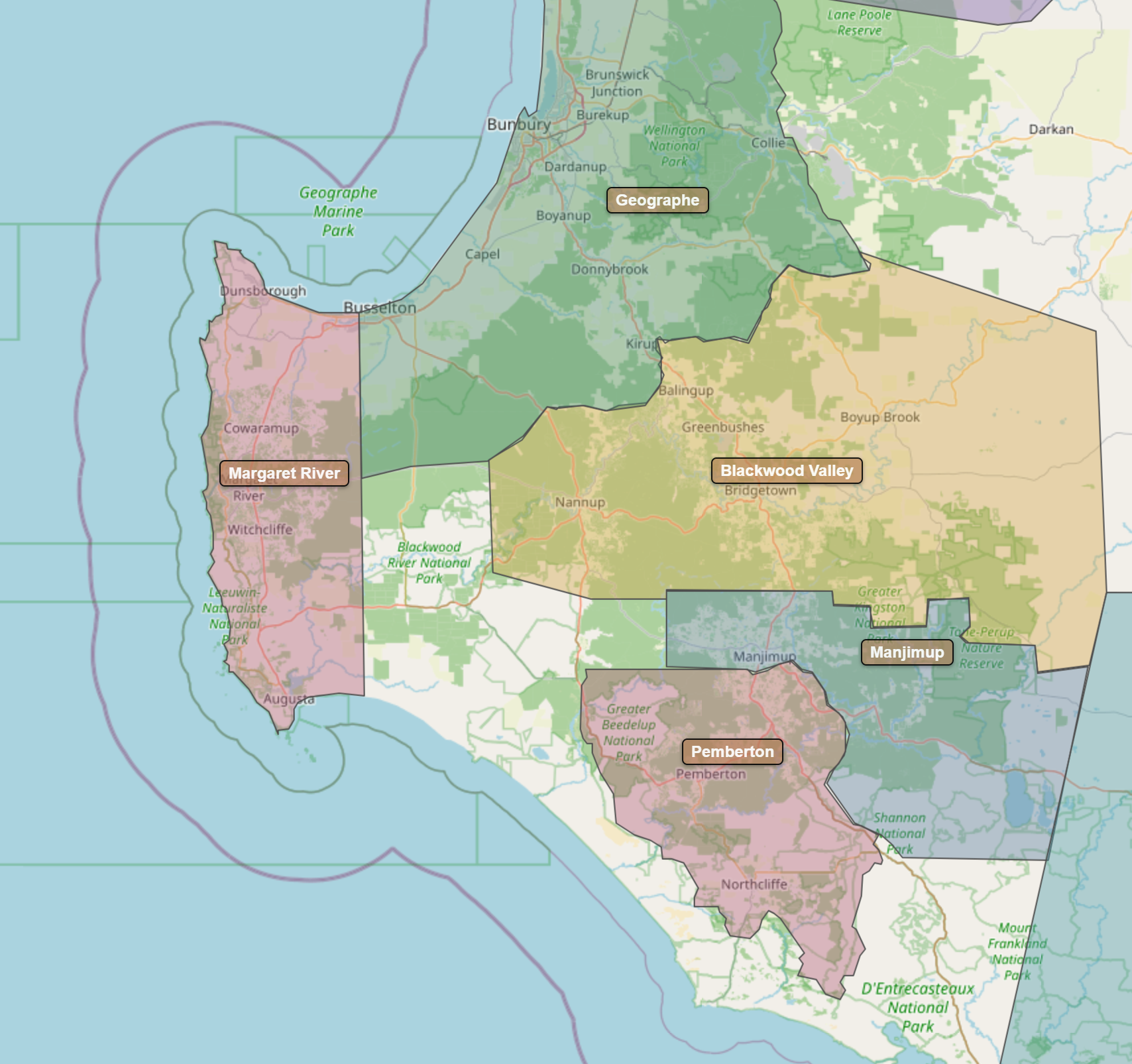 Billede fra regionen Margaret River