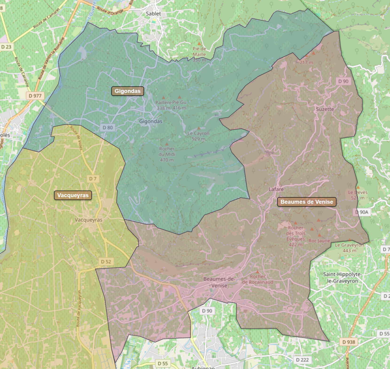 Billede fra regionen Gigondas AOC/AOP