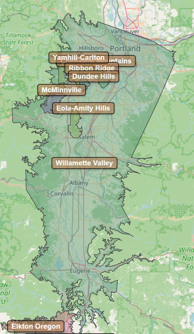 Billede fra regionen Willamette Valley
