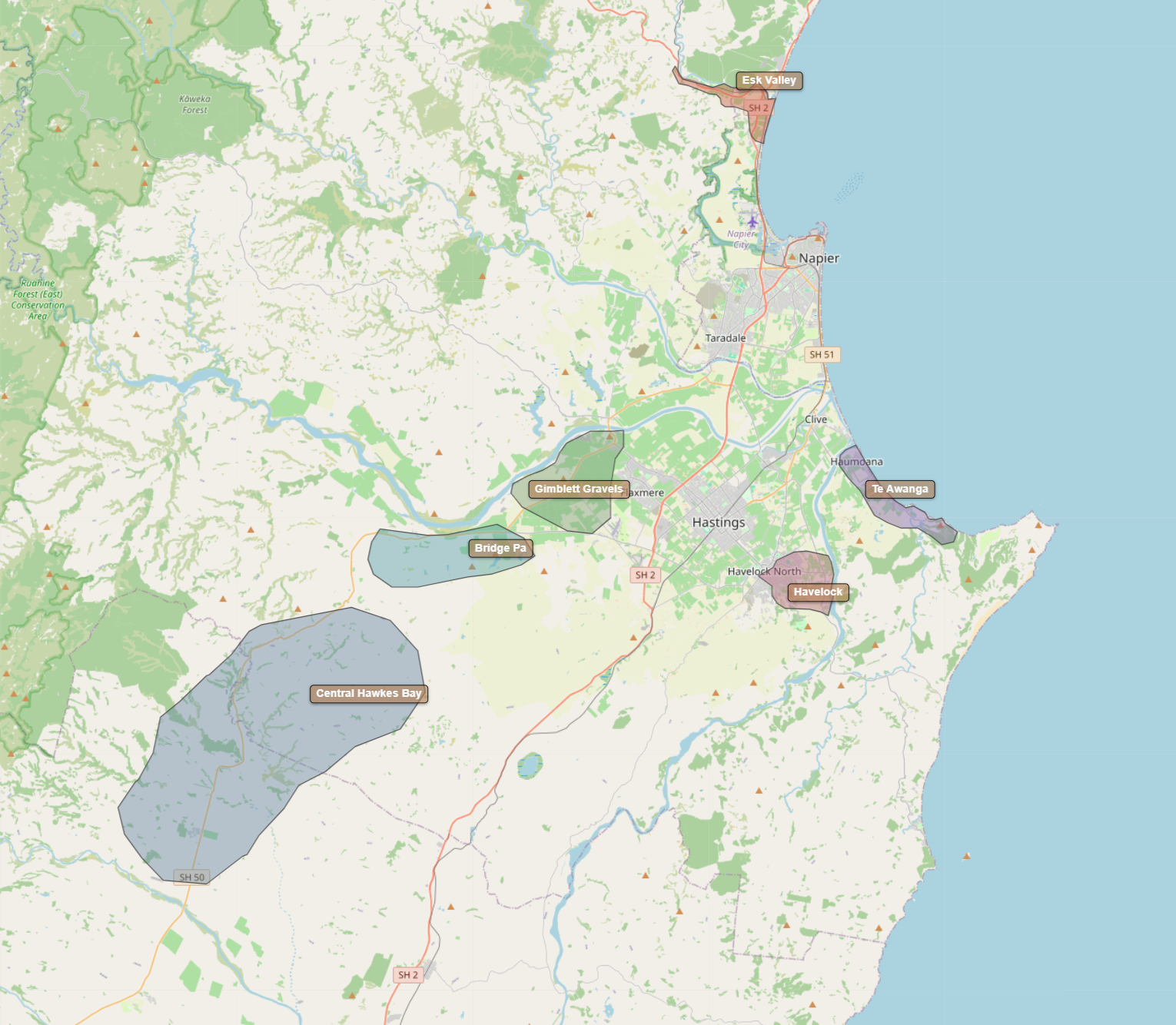 Billede fra regionen Hawkes Bay