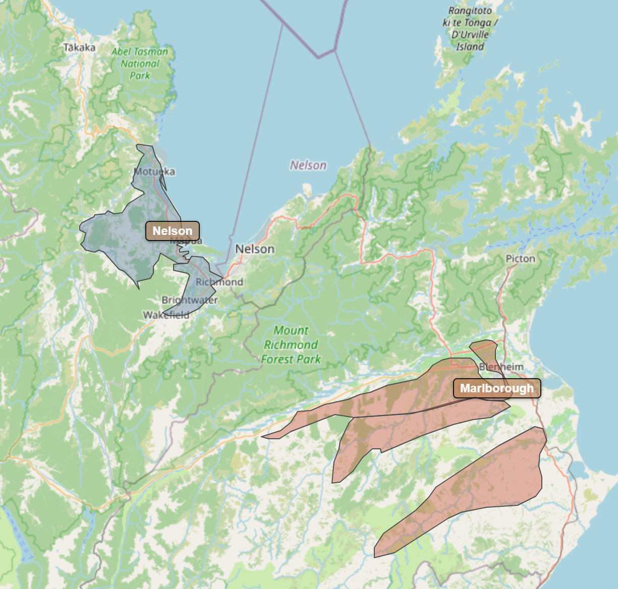 Billede fra regionen Nelson