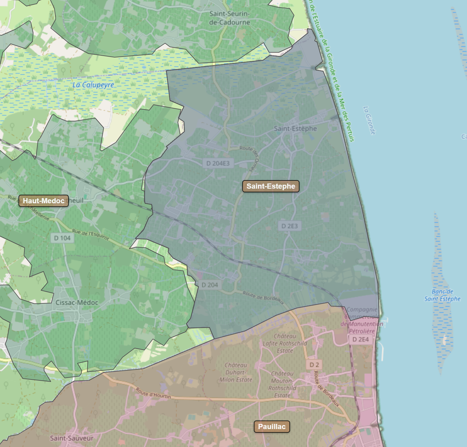 Billede fra regionen Saint-Estephe AOC/AOP