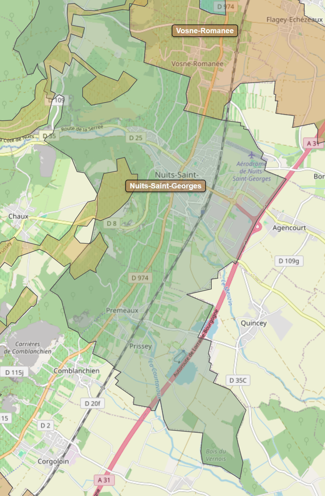 Billede fra regionen Nuits-Saint-Georges AOC/AOP