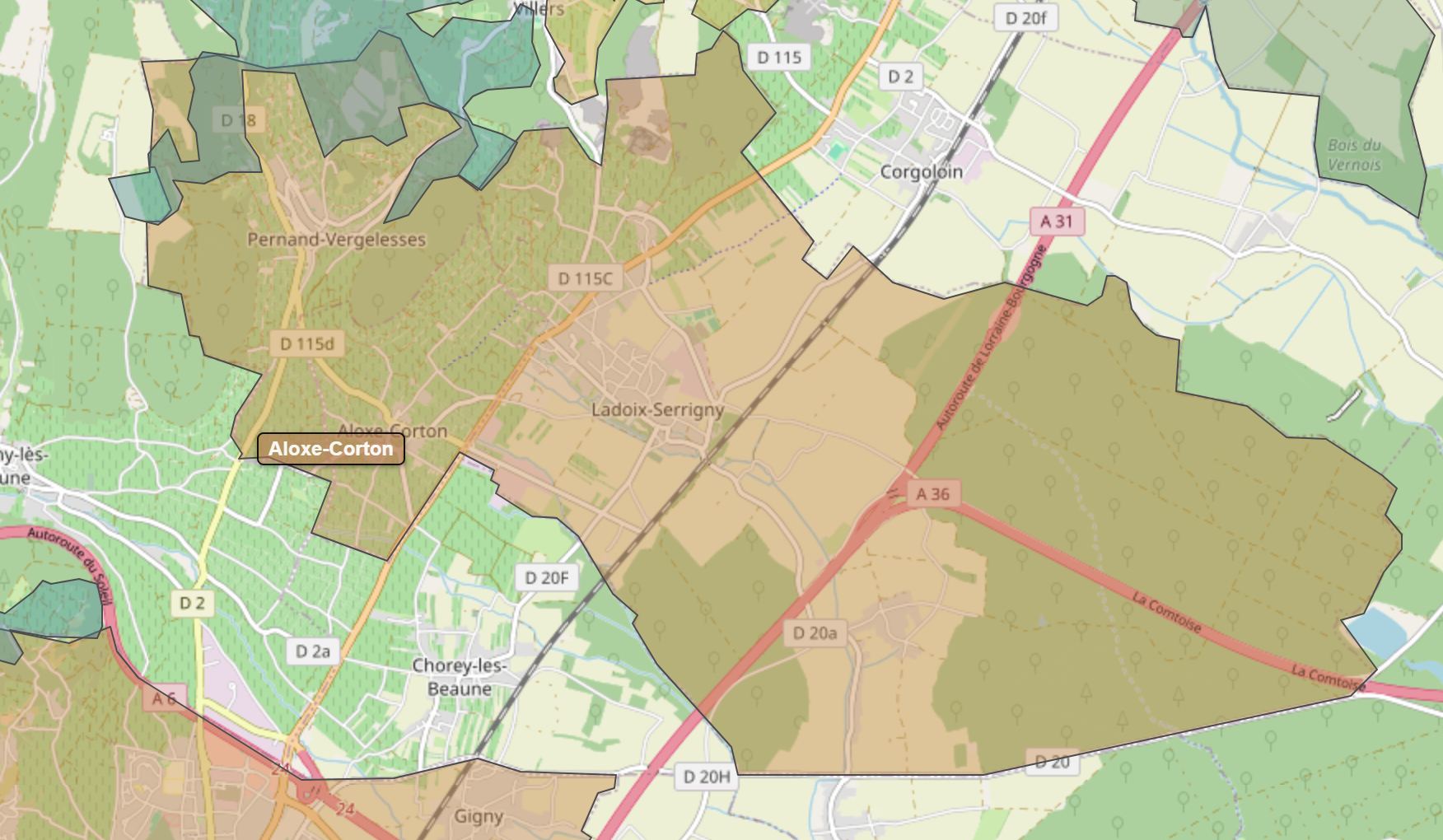 Billede fra regionen Aloxe-Corton AOC/AOP