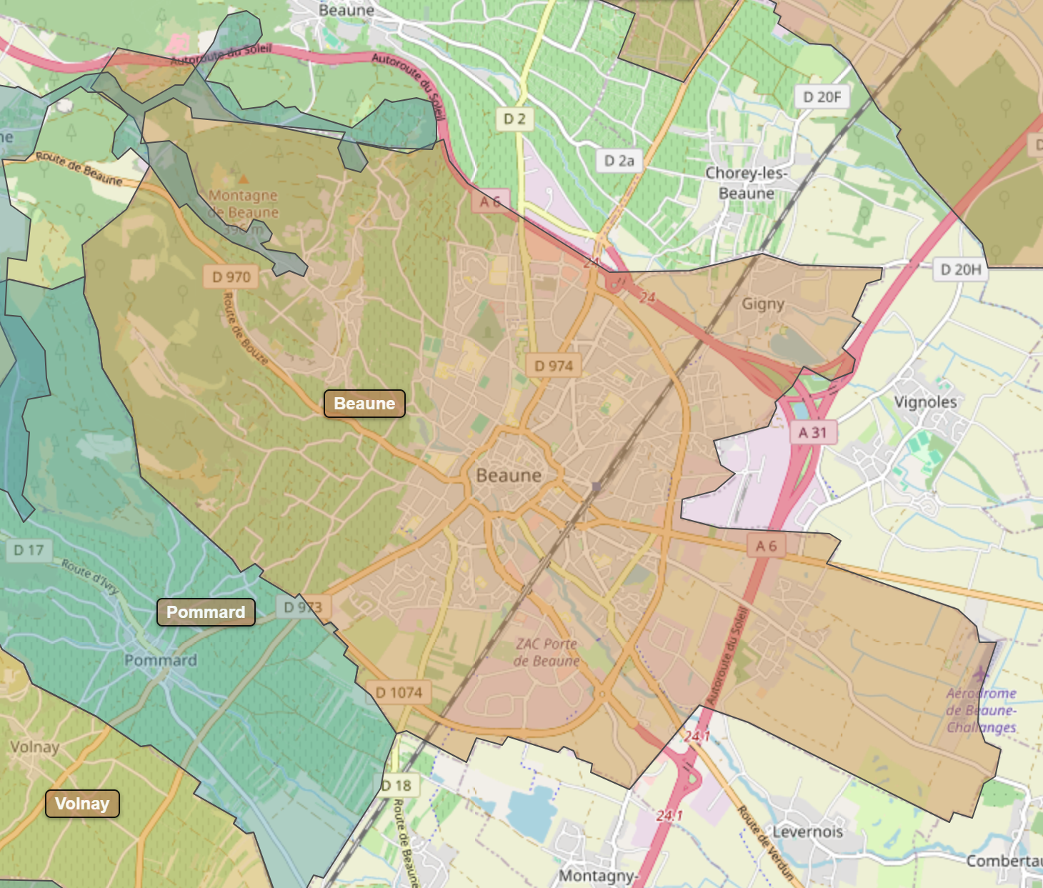 Billede fra regionen Beaune AOC/AOP