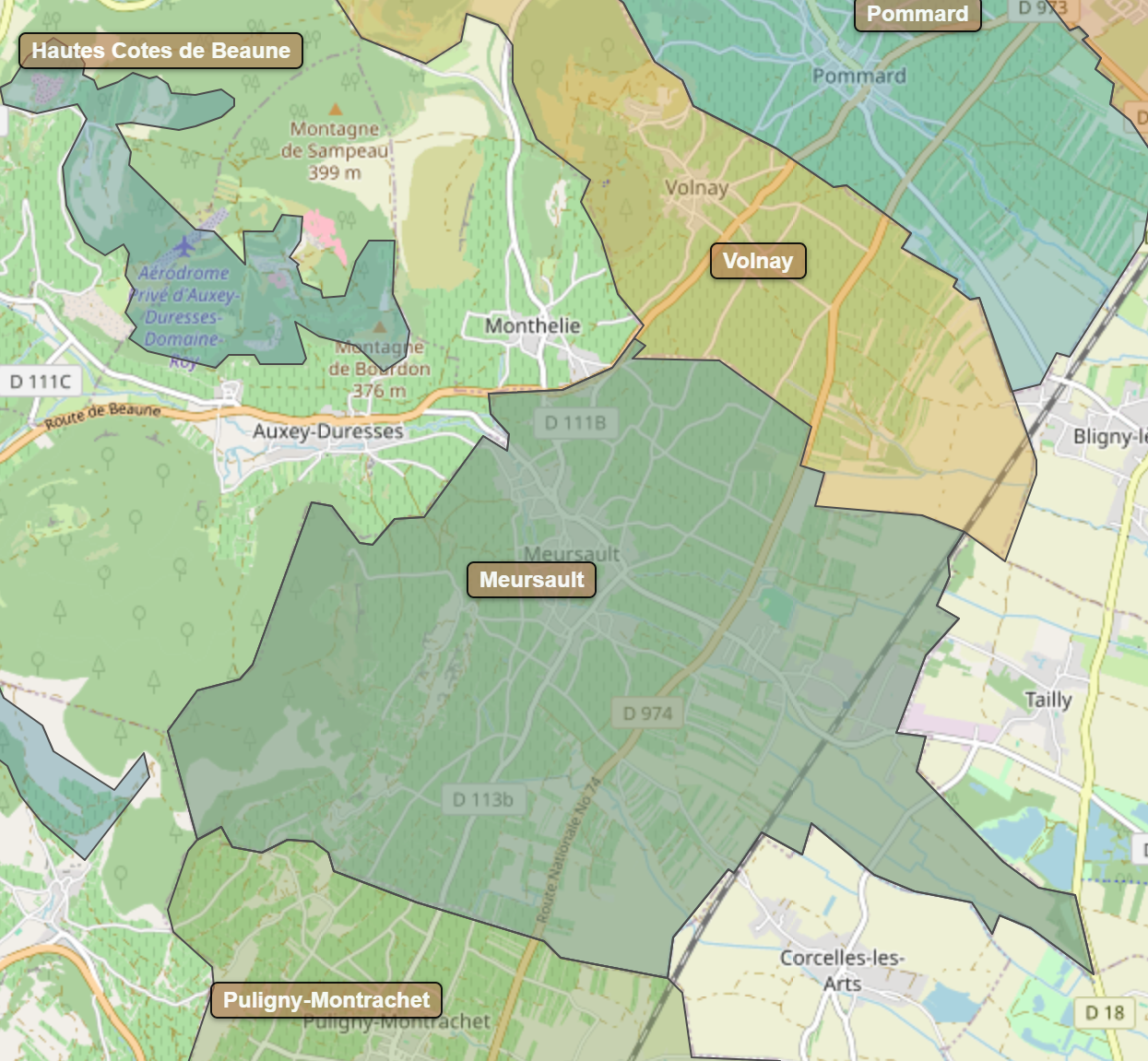 Billede fra regionen Meursault AOC/AOP