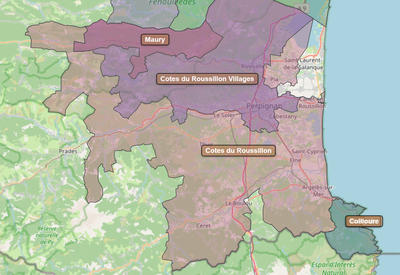 Billede fra regionen Banyuls AOC/AOP Vin Doux Naturel