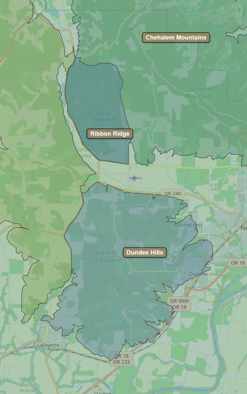Billede fra regionen Ribbon Ridge AVA