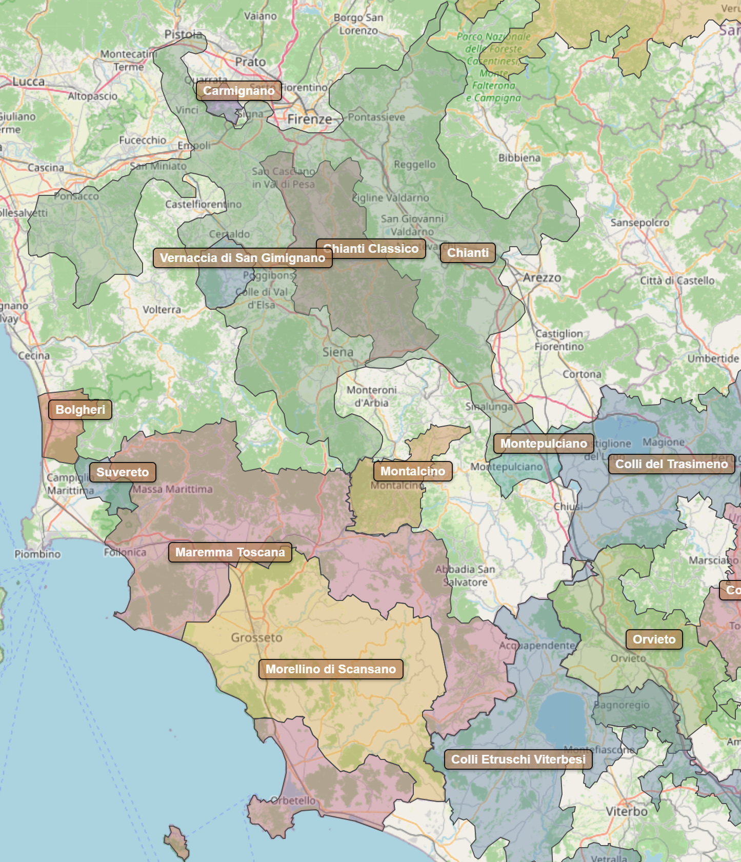 Billede fra regionen Toscana IGT/IGP